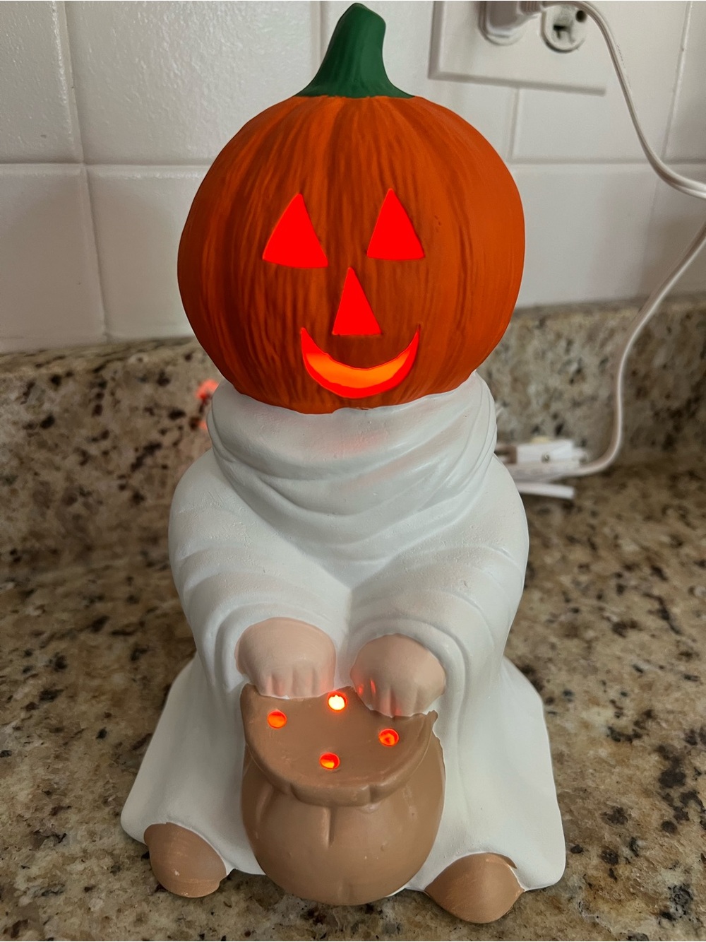 Vintage Halloween Ghost Lamp With Pumpkin Head - Picture 2 of 15